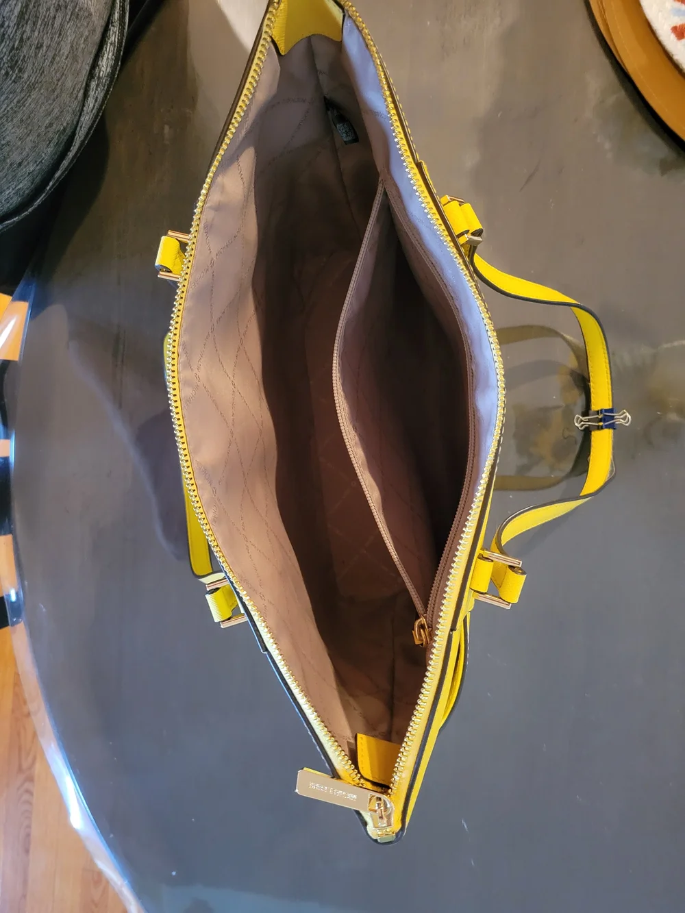 Michael Kors Yellow Saffiano Satchel with Gold Hardware